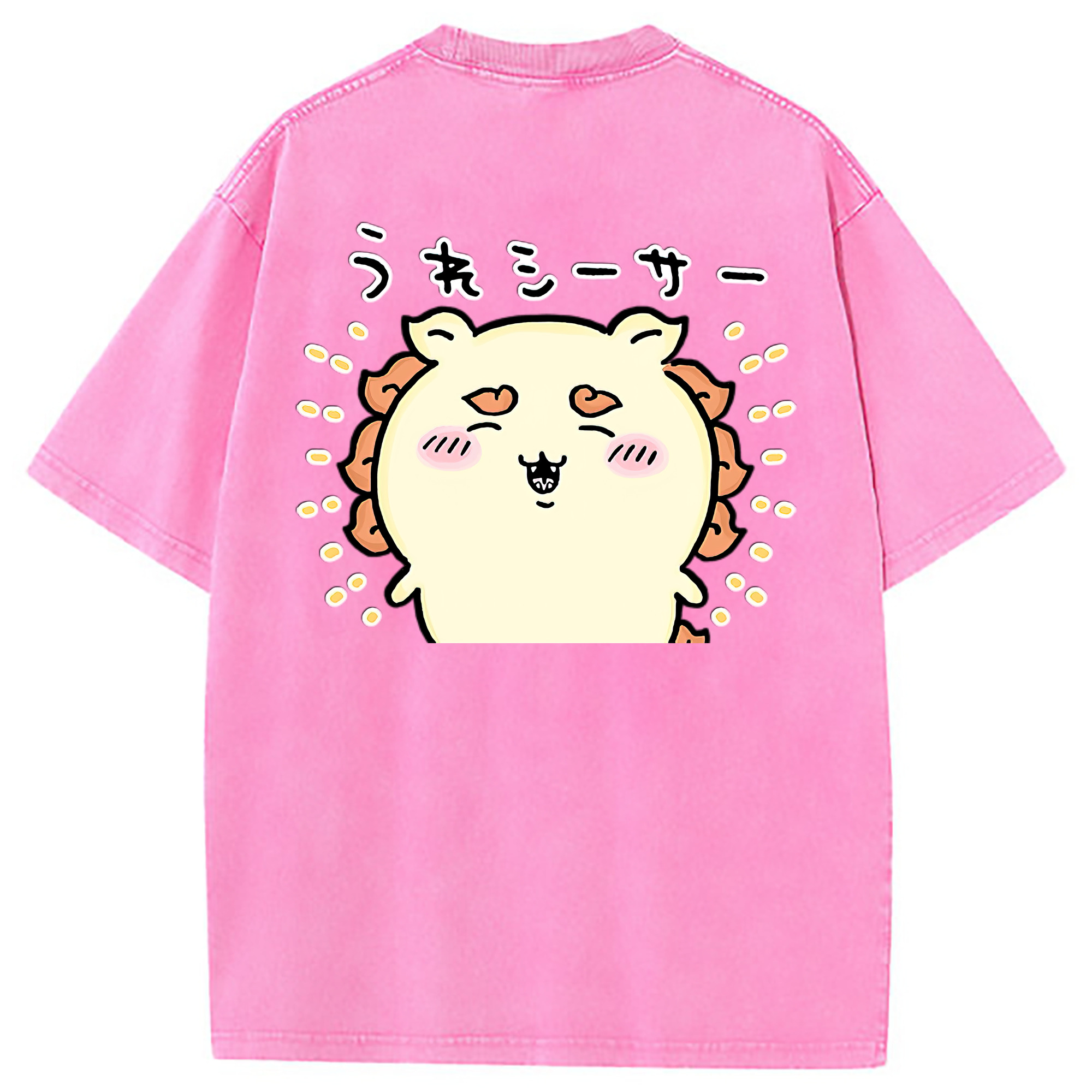 （画像用） ちいかわ シーサー Chii-kawa Shisa 綿100% ヴィンテージ風 半袖Tシャツ（背面プリント）